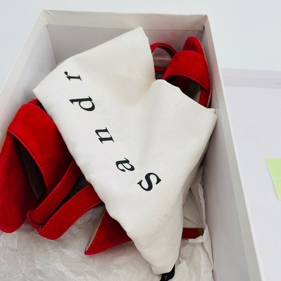 New SANDRO Nina suede sandals red 38 size 8 - Picture 8 of 12